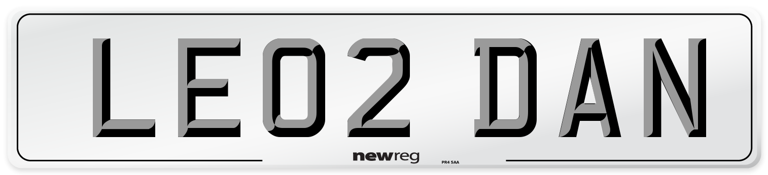 LE02 DAN Number Plate from New Reg